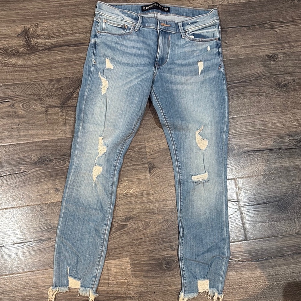 Light Blue Distressed Women's Jeans - Express